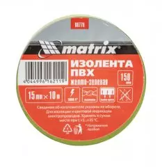 Изолента ПВХ 15мм желто-зеленая  Матрикс 10м