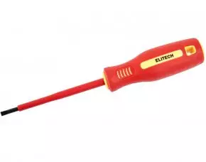 Отвертка диэлектрическая шлиц  SL  4.0*100 мм, до 1000В, двухкомп. ручка Элитек