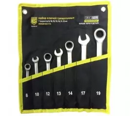 Набор комбинированных ключей  8-19 (7пр.) трещеточных  Бергер