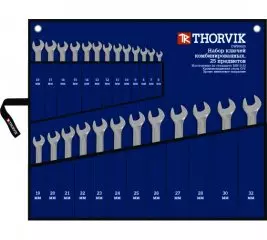 Набор комбинированных ключей 6-32 ( 25 шт) в сумке-скрутке Thorvik (плоские)